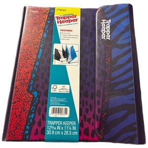 NEW 📚 Mead Trapper Keeper w Red & Purple Animal Print Design BLAST FROM THE PAST